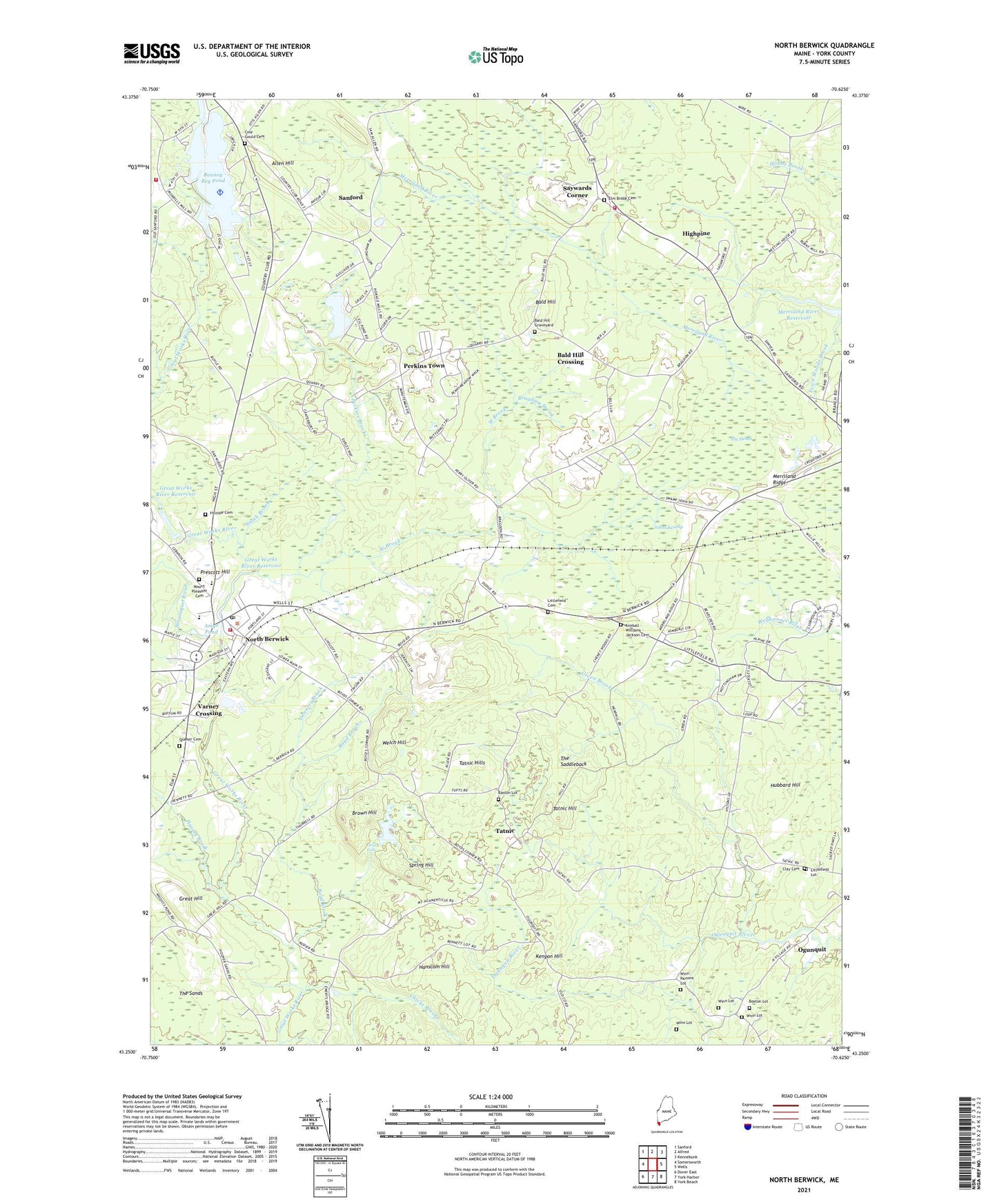 North Berwick Maine US Topo Map Image