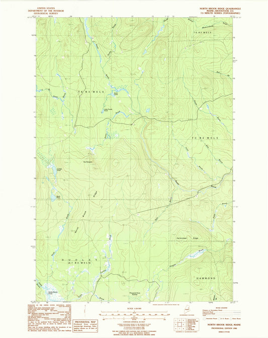 Classic USGS North Brook Ridge Maine 7.5'x7.5' Topo Map Image