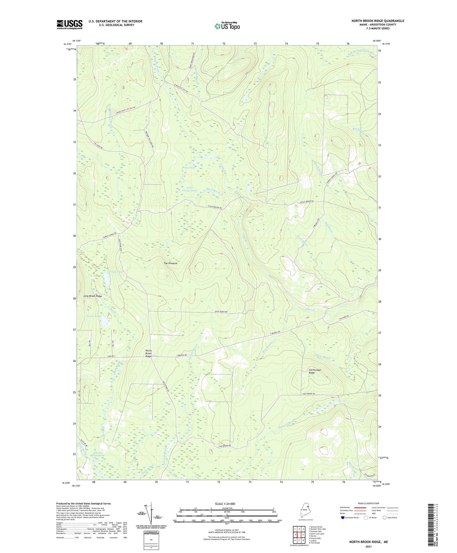 North Brook Ridge Maine US Topo Map Image