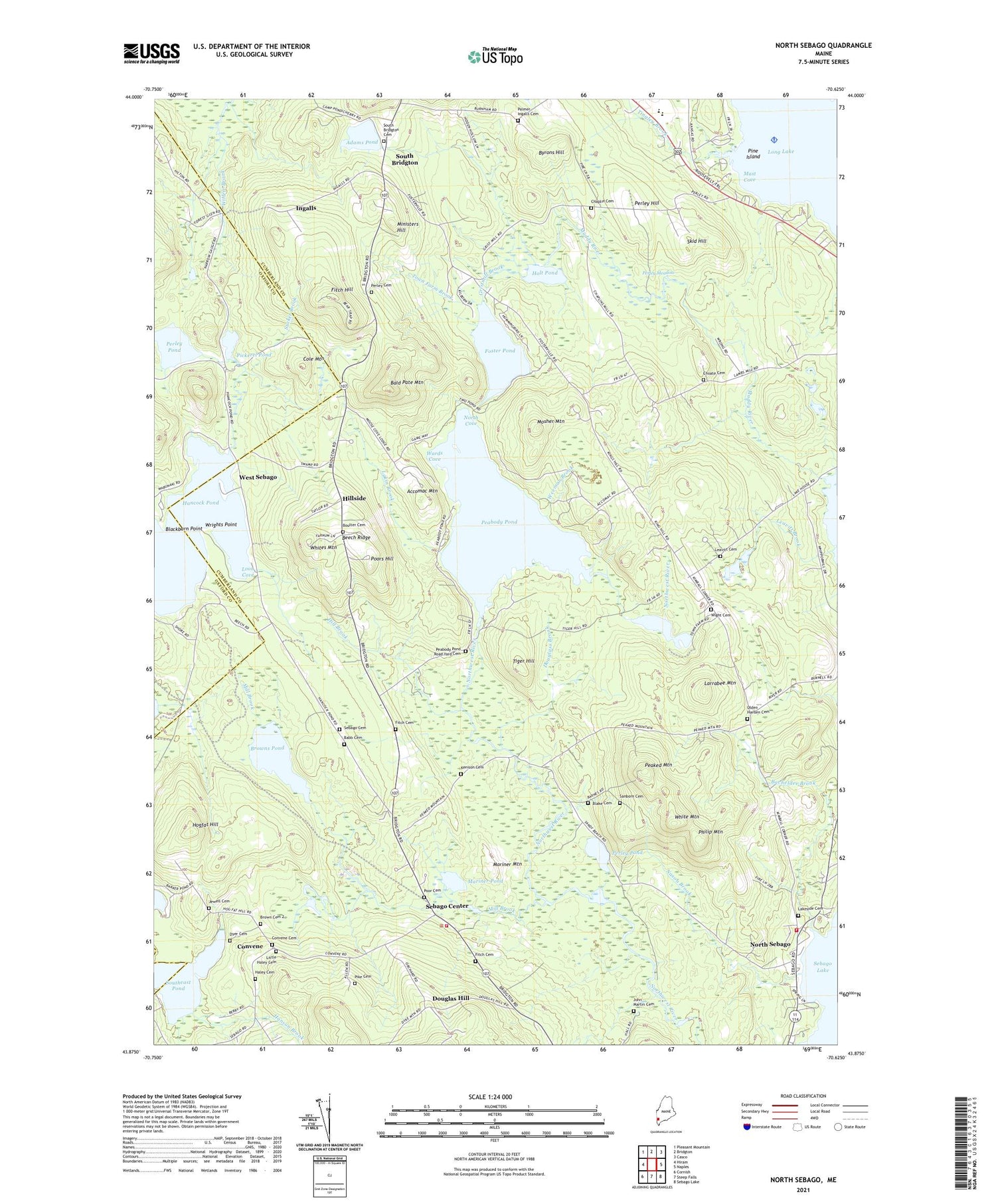 North Sebago Maine US Topo Map Image