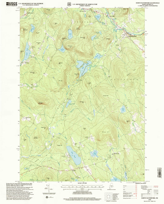 Classic USGS North Waterford Maine 7.5'x7.5' Topo Map Image
