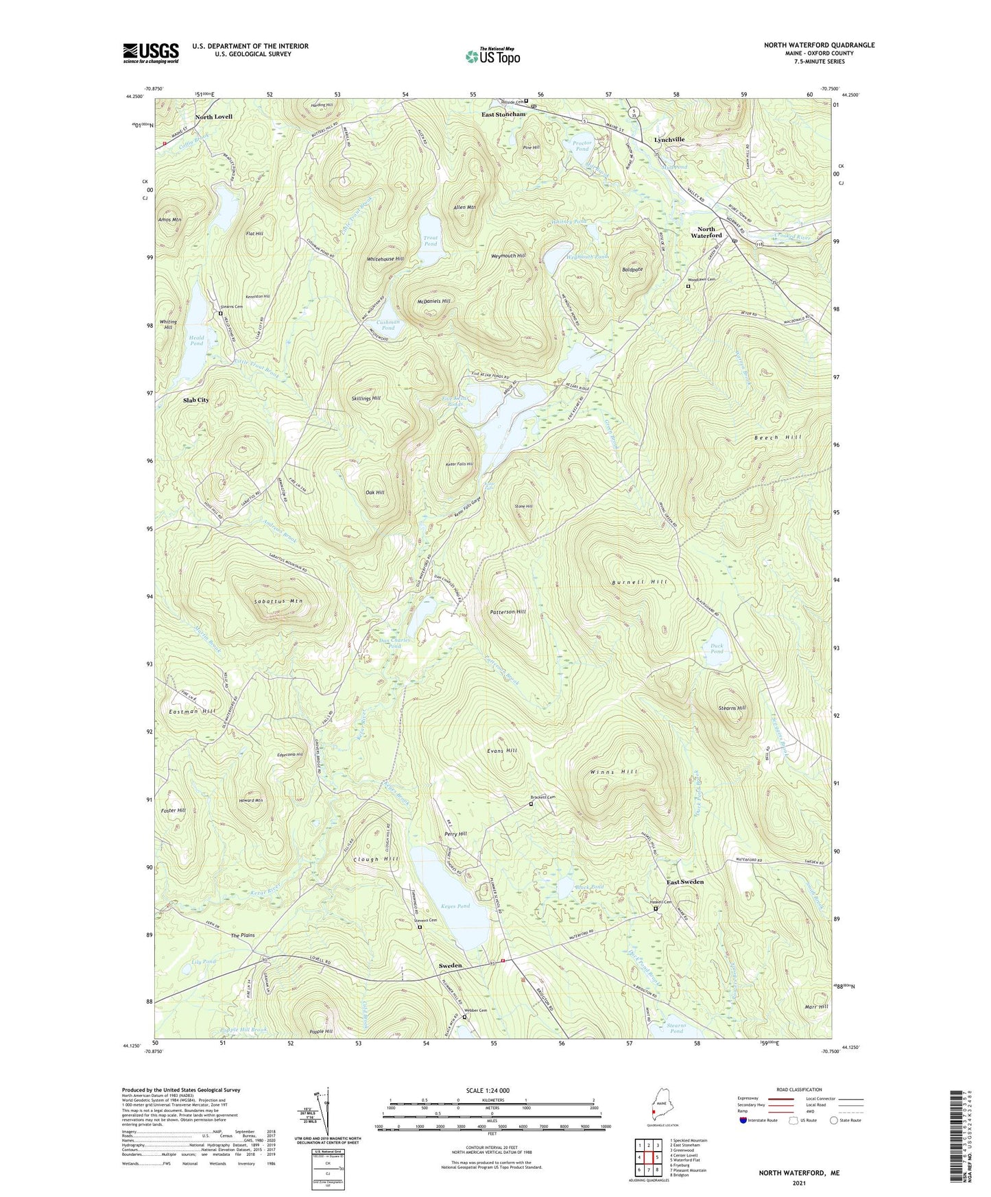 North Waterford Maine US Topo Map Image