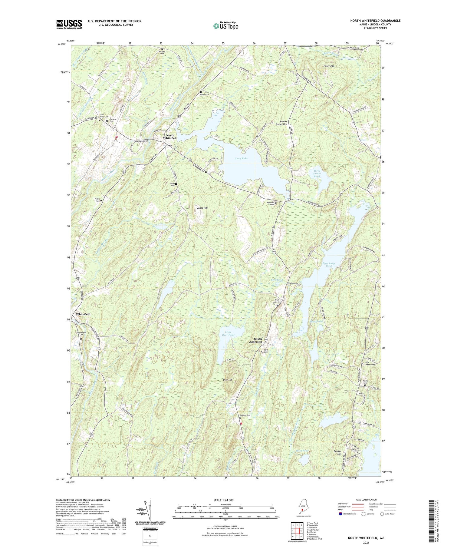 North Whitefield Maine US Topo Map Image