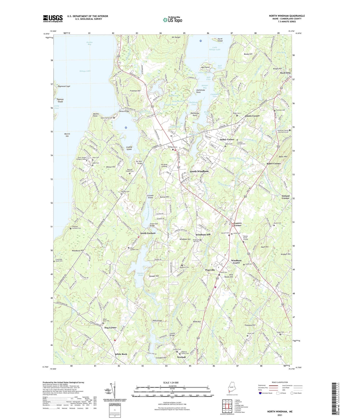 North Windham Maine US Topo Map Image
