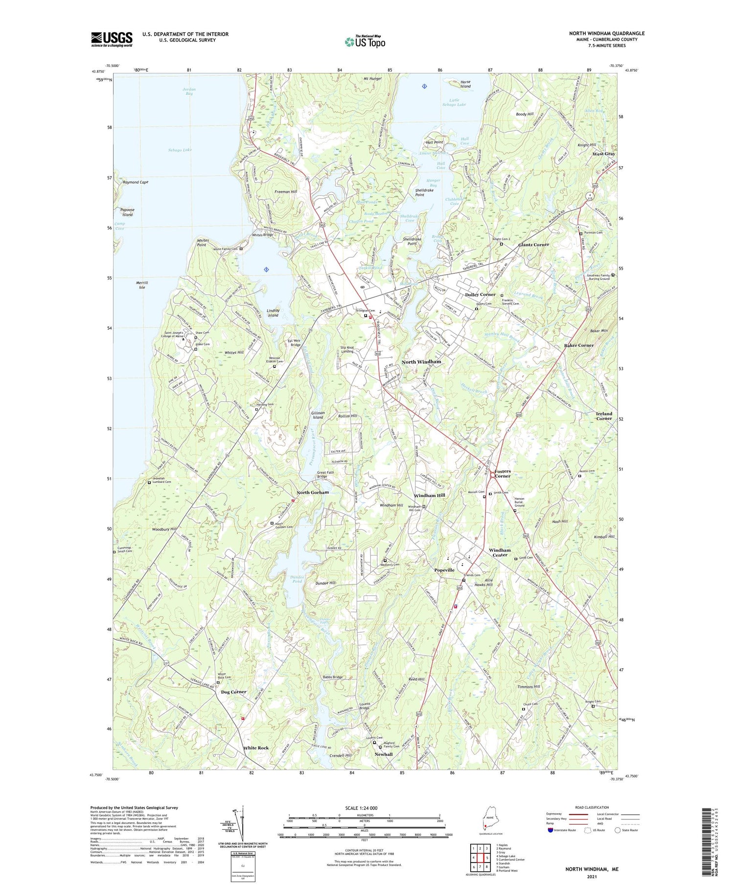 North Windham Maine US Topo Map Image