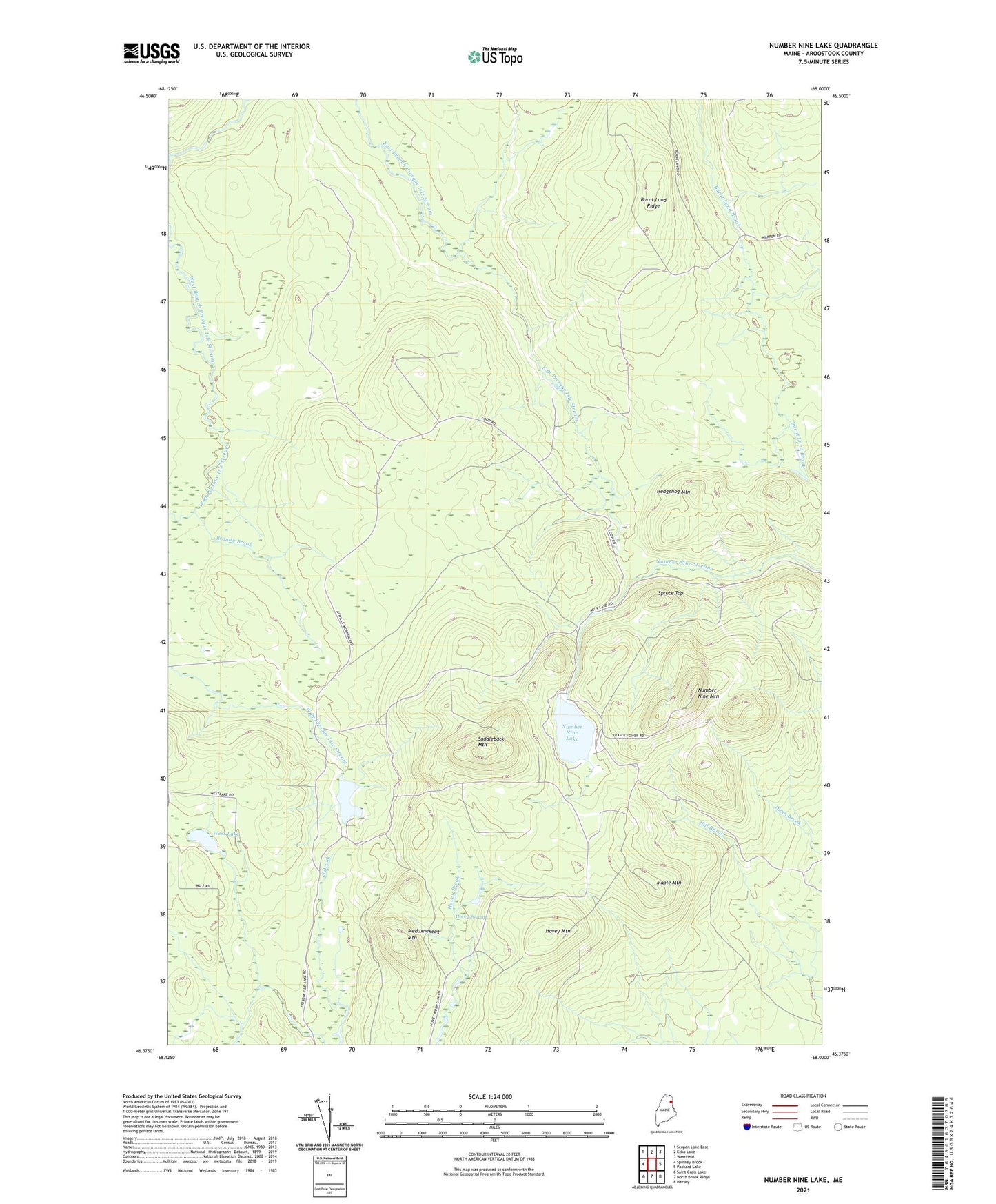 Number Nine Lake Maine US Topo Map Image