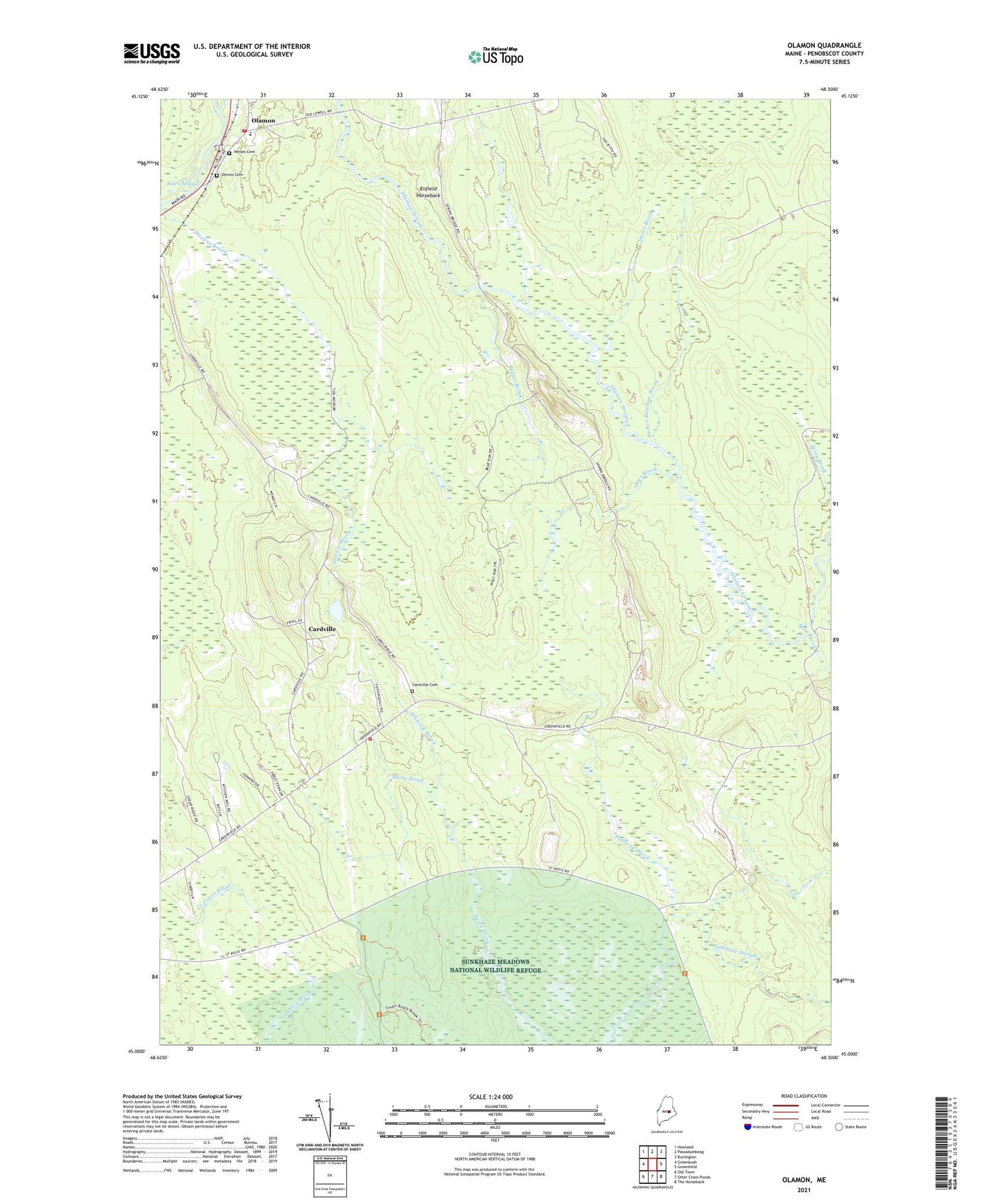 Olamon Maine US Topo Map Image
