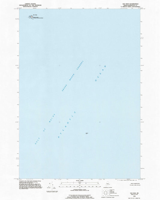 Classic USGS Old Man Maine 7.5'x7.5' Topo Map Image
