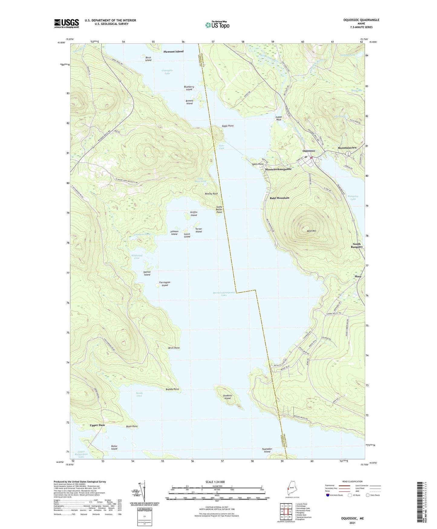 Oquossoc Maine US Topo Map Image