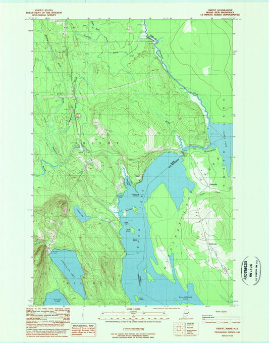 Classic USGS Orient Maine 7.5'x7.5' Topo Map Image