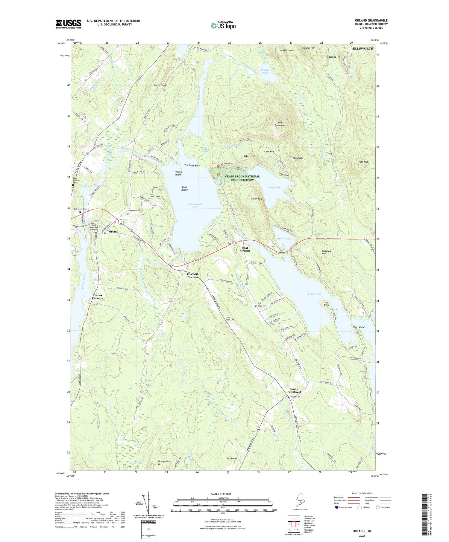 Orland Maine US Topo Map Image