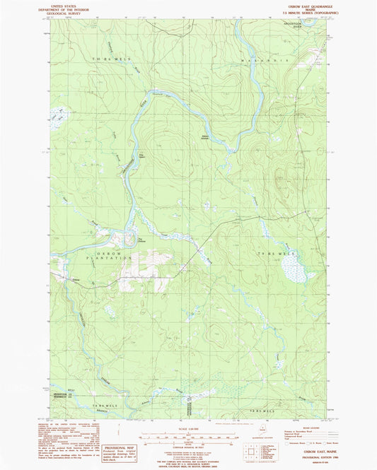 Classic USGS Oxbow East Maine 7.5'x7.5' Topo Map Image