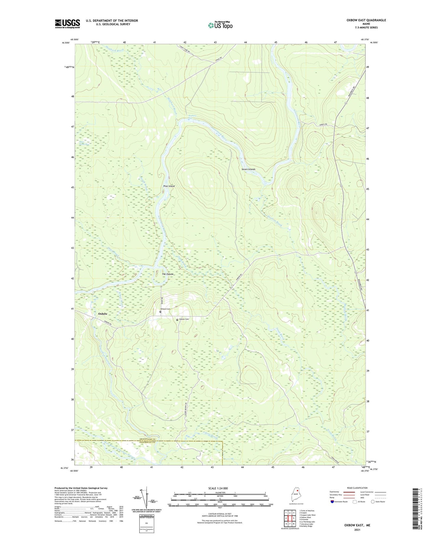 Oxbow East Maine US Topo Map Image