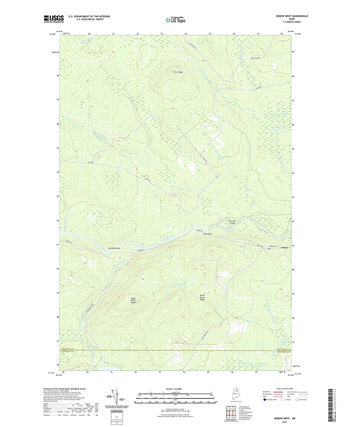 Oxbow West Maine US Topo Map Image
