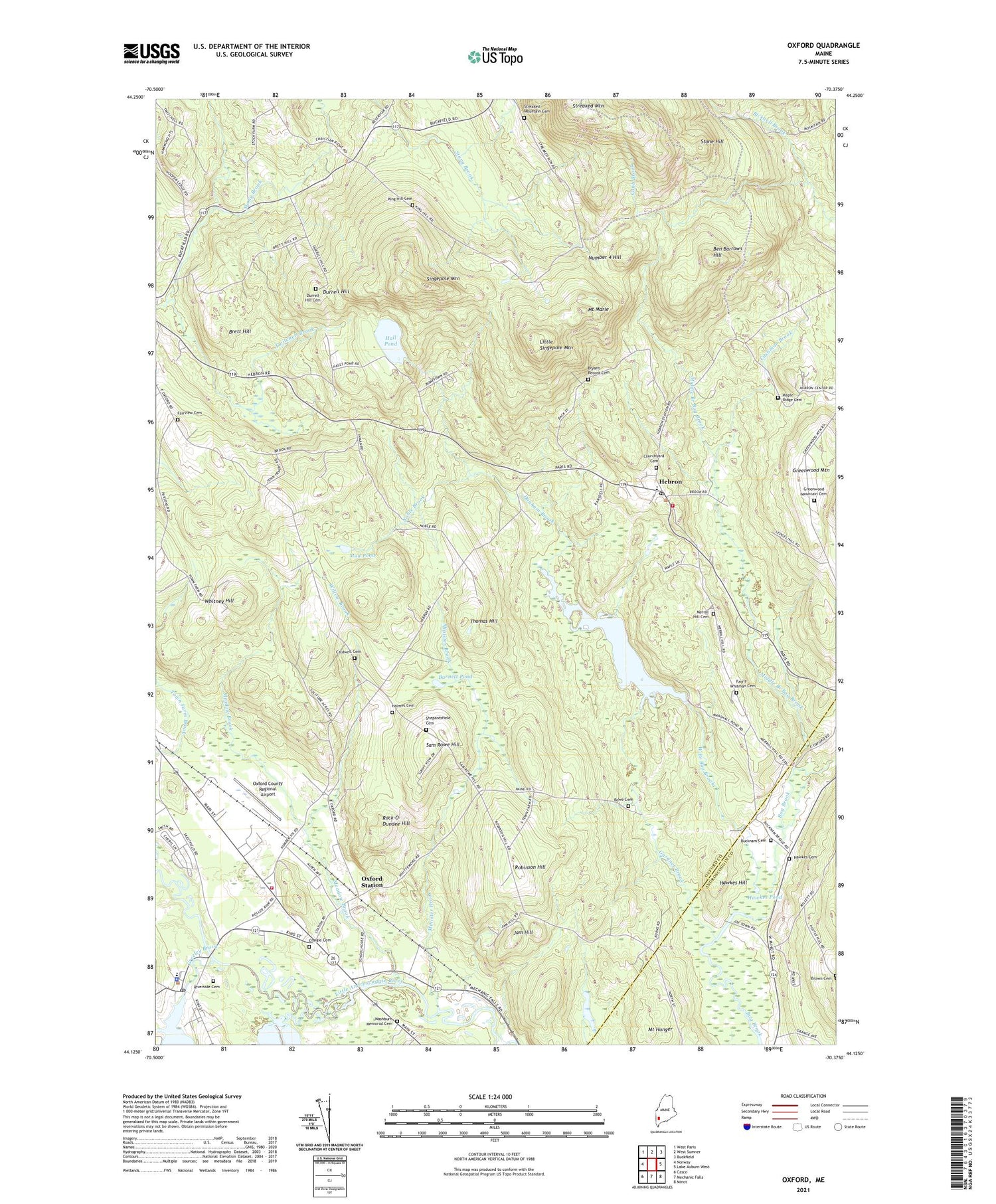 Oxford Maine US Topo Map Image