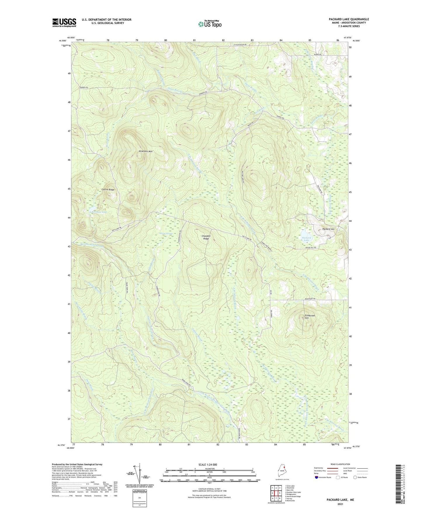 Packard Lake Maine US Topo Map Image
