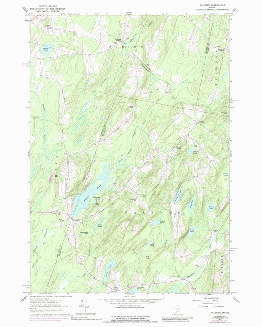 Classic USGS Palermo Maine 7.5'x7.5' Topo Map Image