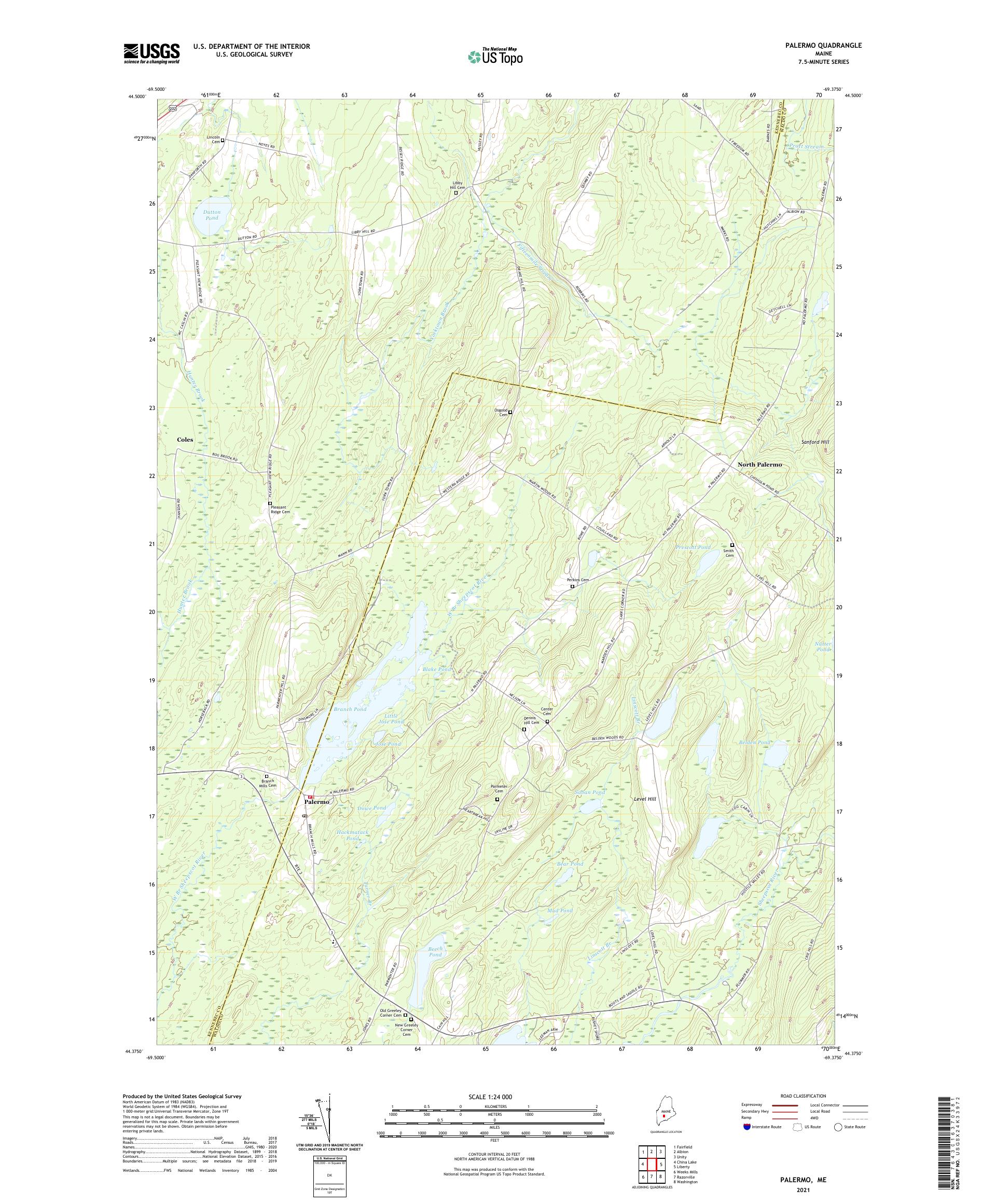 Palermo Maine US Topo Map – MyTopo Map Store