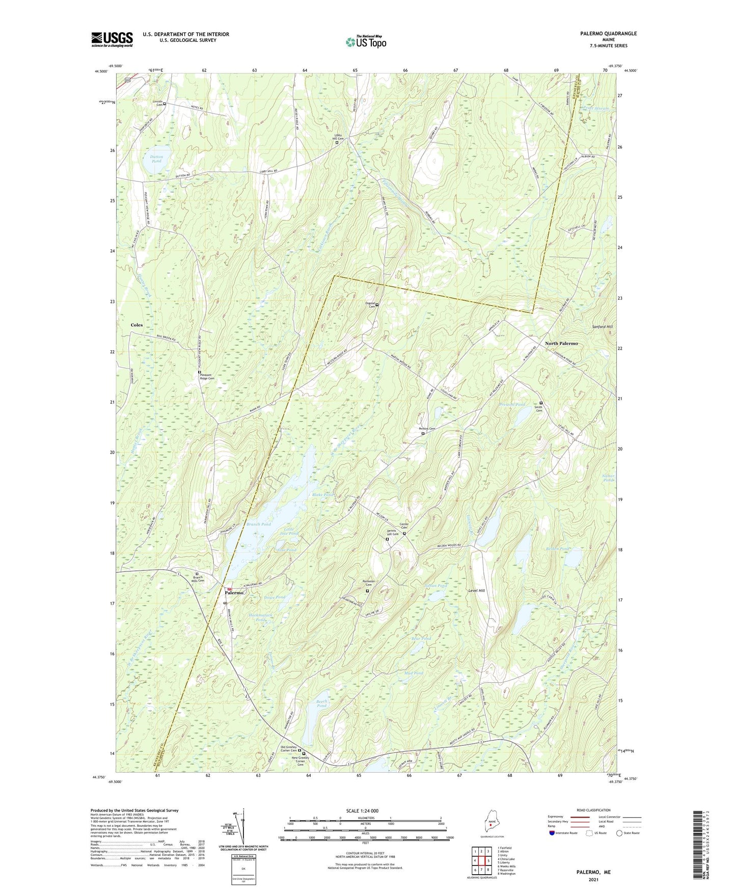 Palermo Maine US Topo Map Image