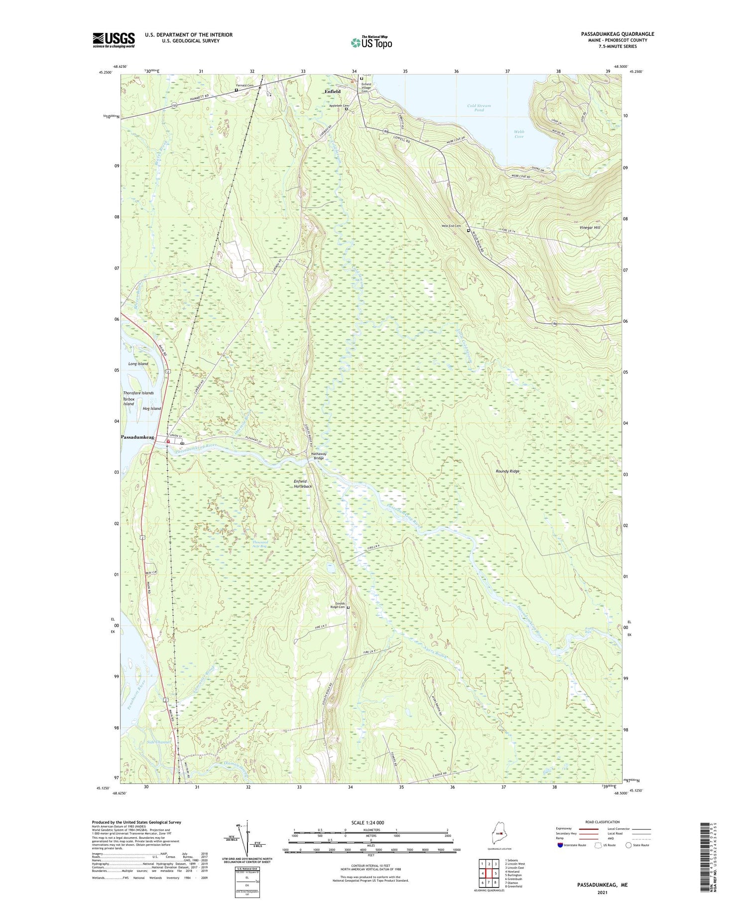 Passadumkeag Maine US Topo Map Image