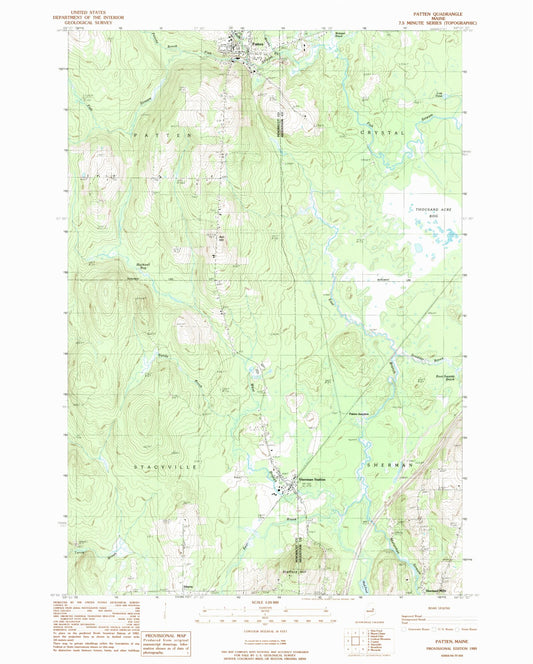 Classic USGS Patten Maine 7.5'x7.5' Topo Map Image