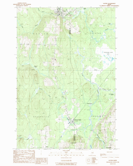 Classic USGS Patten Maine 7.5'x7.5' Topo Map Image