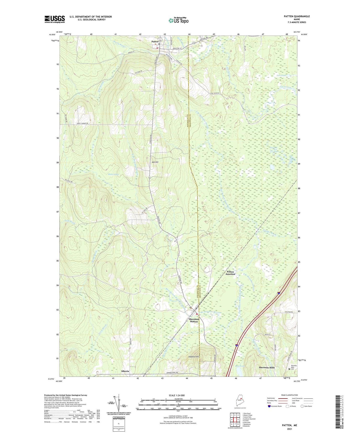 Patten Maine US Topo Map Image