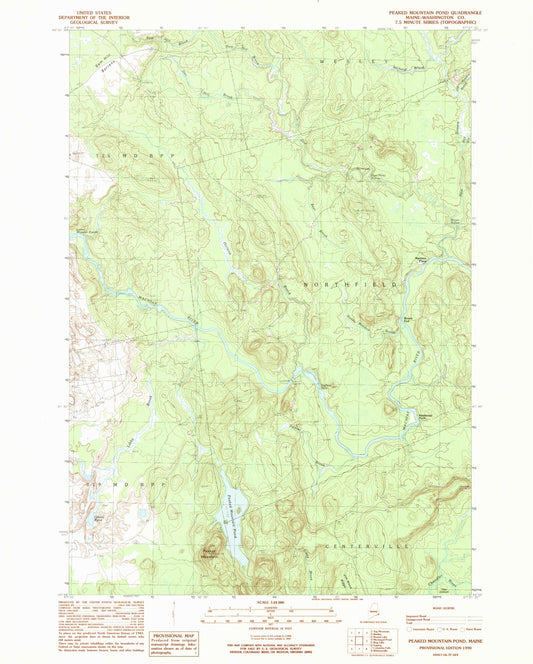 Classic USGS Peaked Mountain Pond Maine 7.5'x7.5' Topo Map Image
