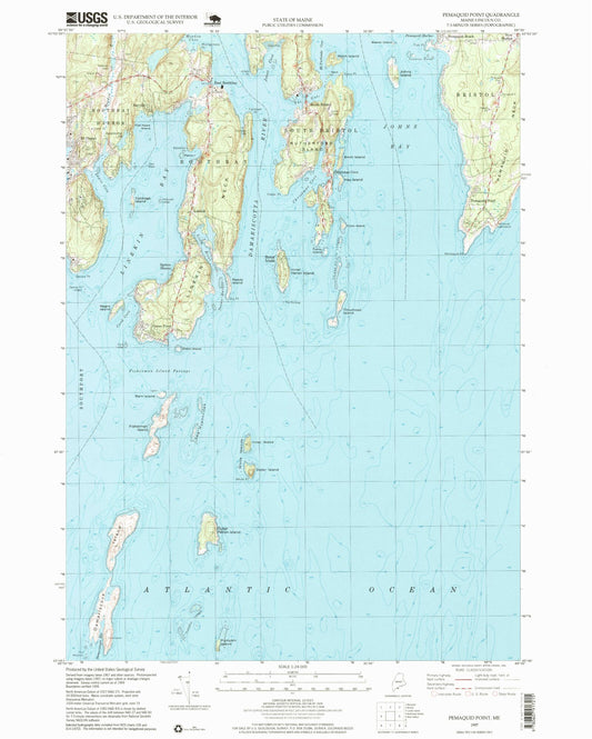 Classic USGS Pemaquid Point Maine 7.5'x7.5' Topo Map Image