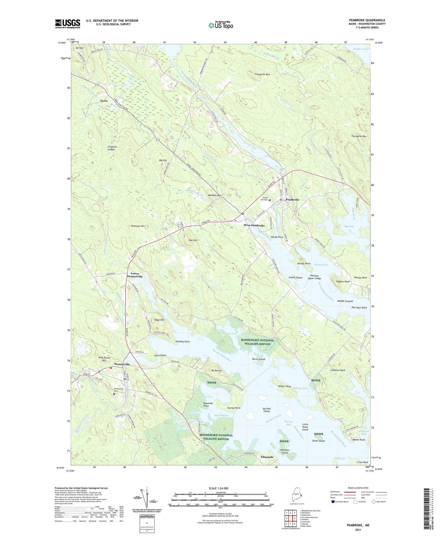 Pembroke Maine US Topo Map Image