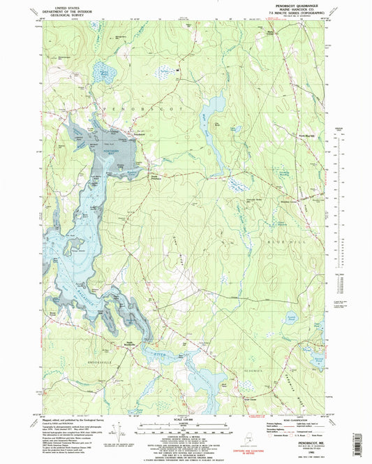 Classic USGS Penobscot Maine 7.5'x7.5' Topo Map Image