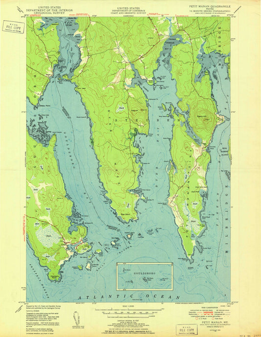 Classic USGS Petit Manan Point Maine 7.5'x7.5' Topo Map Image