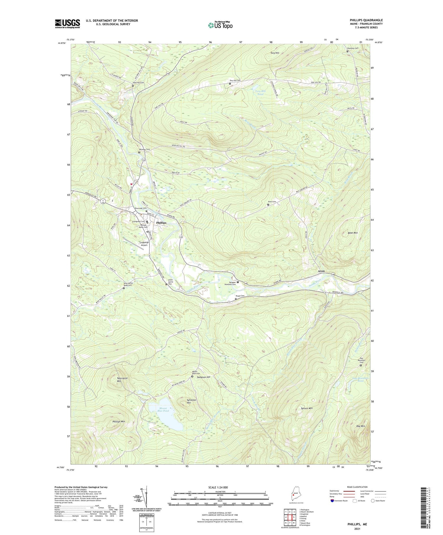 Phillips Maine US Topo Map Image