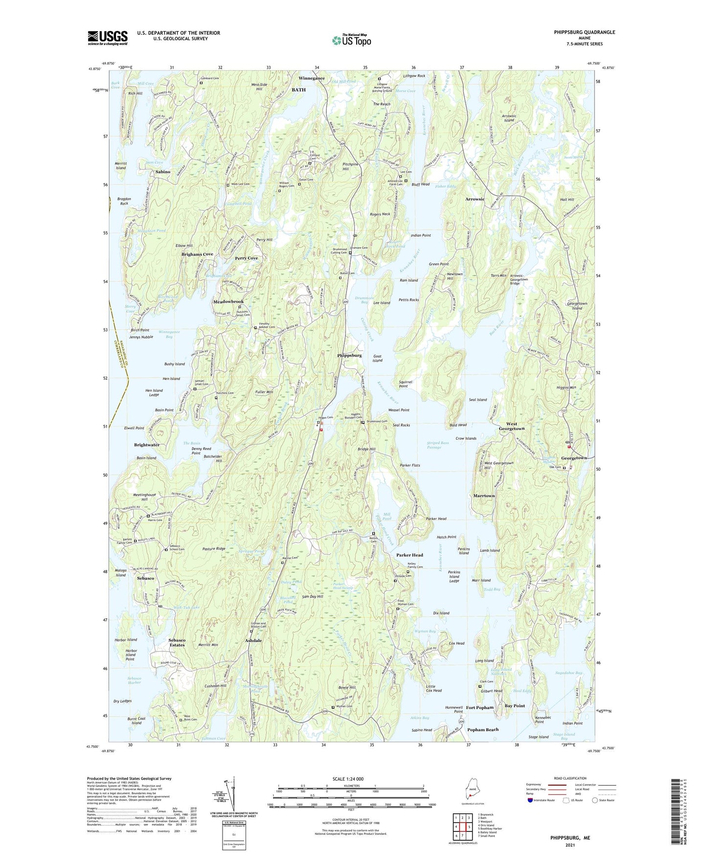 Phippsburg Maine US Topo Map Image