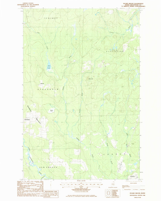 Classic USGS Picard Brook Maine 7.5'x7.5' Topo Map Image