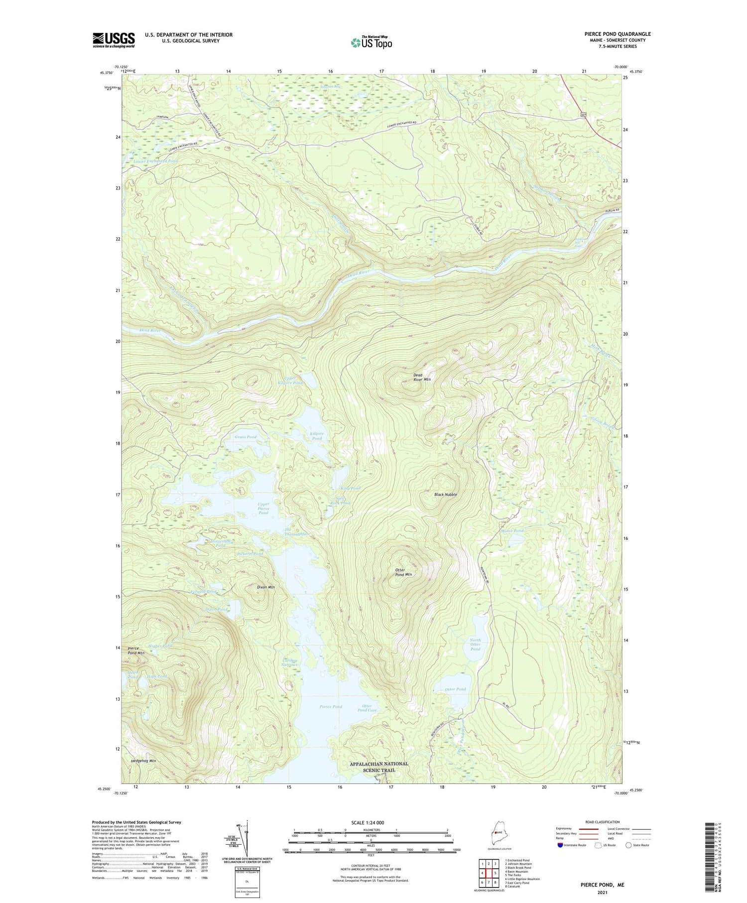 Pierce Pond Maine US Topo Map Image