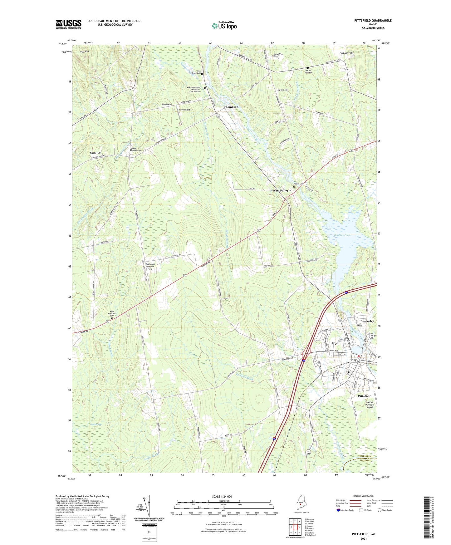 Pittsfield Maine US Topo Map Image