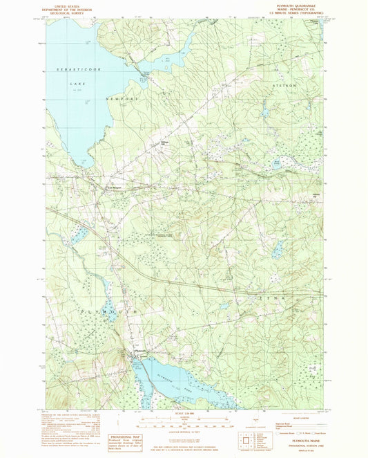 Classic USGS Plymouth Maine 7.5'x7.5' Topo Map Image