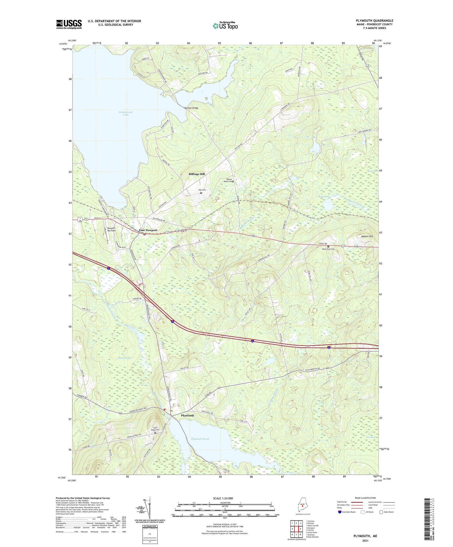 Plymouth Maine US Topo Map Image