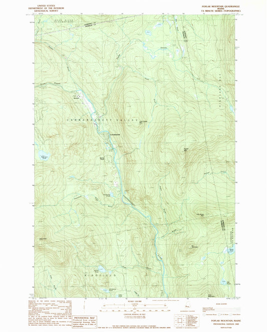 Classic USGS Poplar Mountain Maine 7.5'x7.5' Topo Map Image