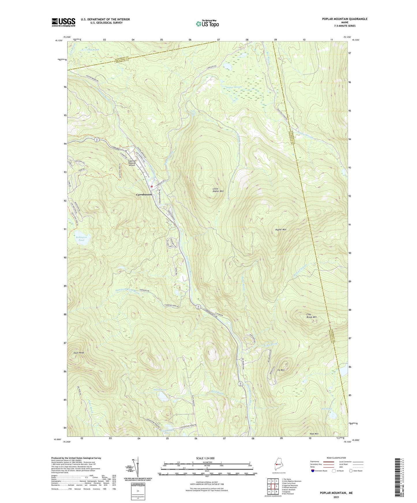 Poplar Mountain Maine US Topo Map Image