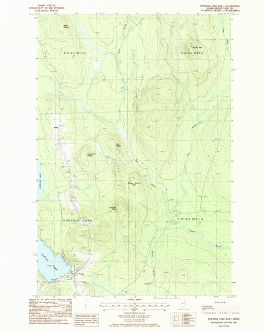 Classic USGS Portage Lake East Maine 7.5'x7.5' Topo Map Image