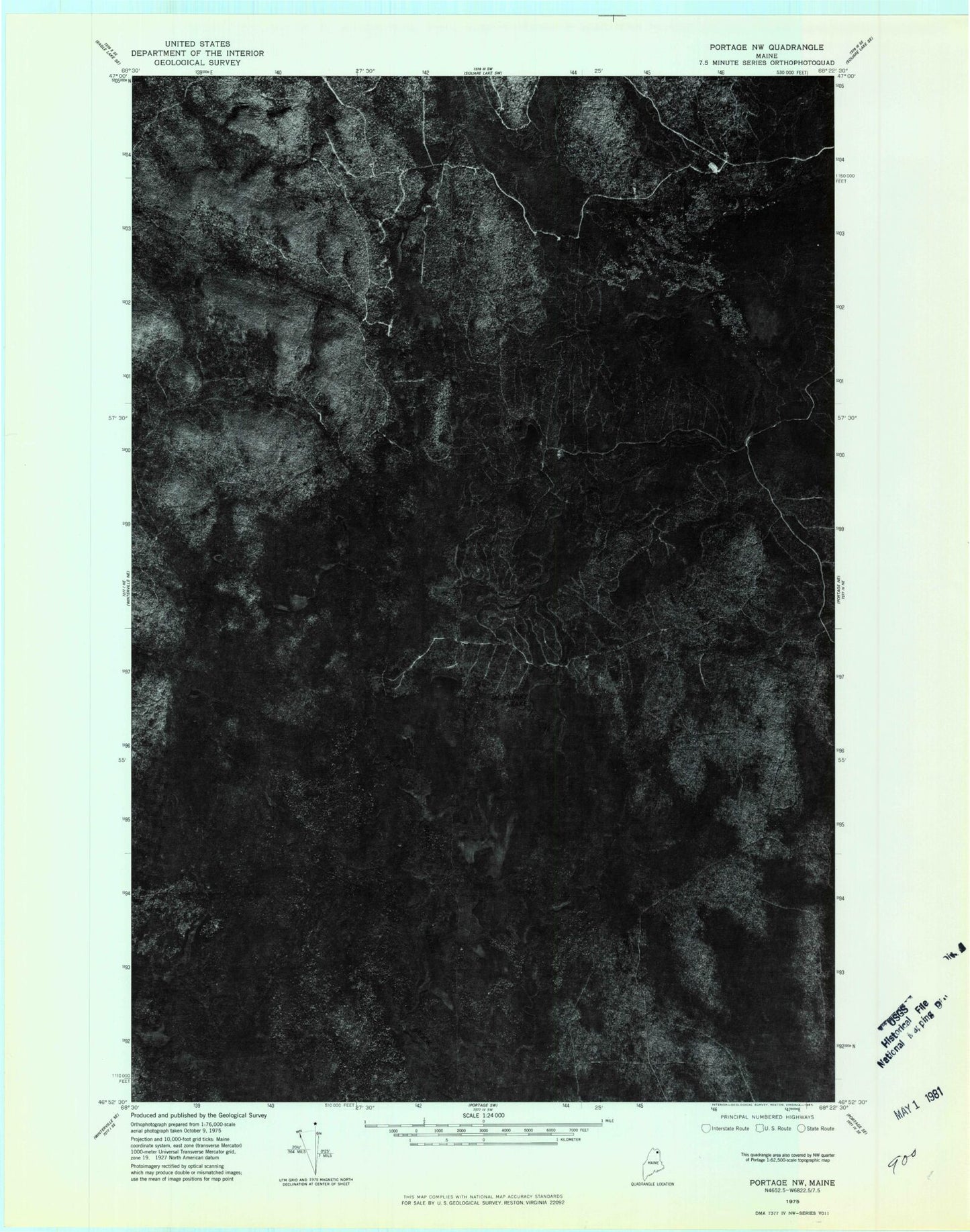 Classic USGS McClusky Lake Maine 7.5'x7.5' Topo Map Image