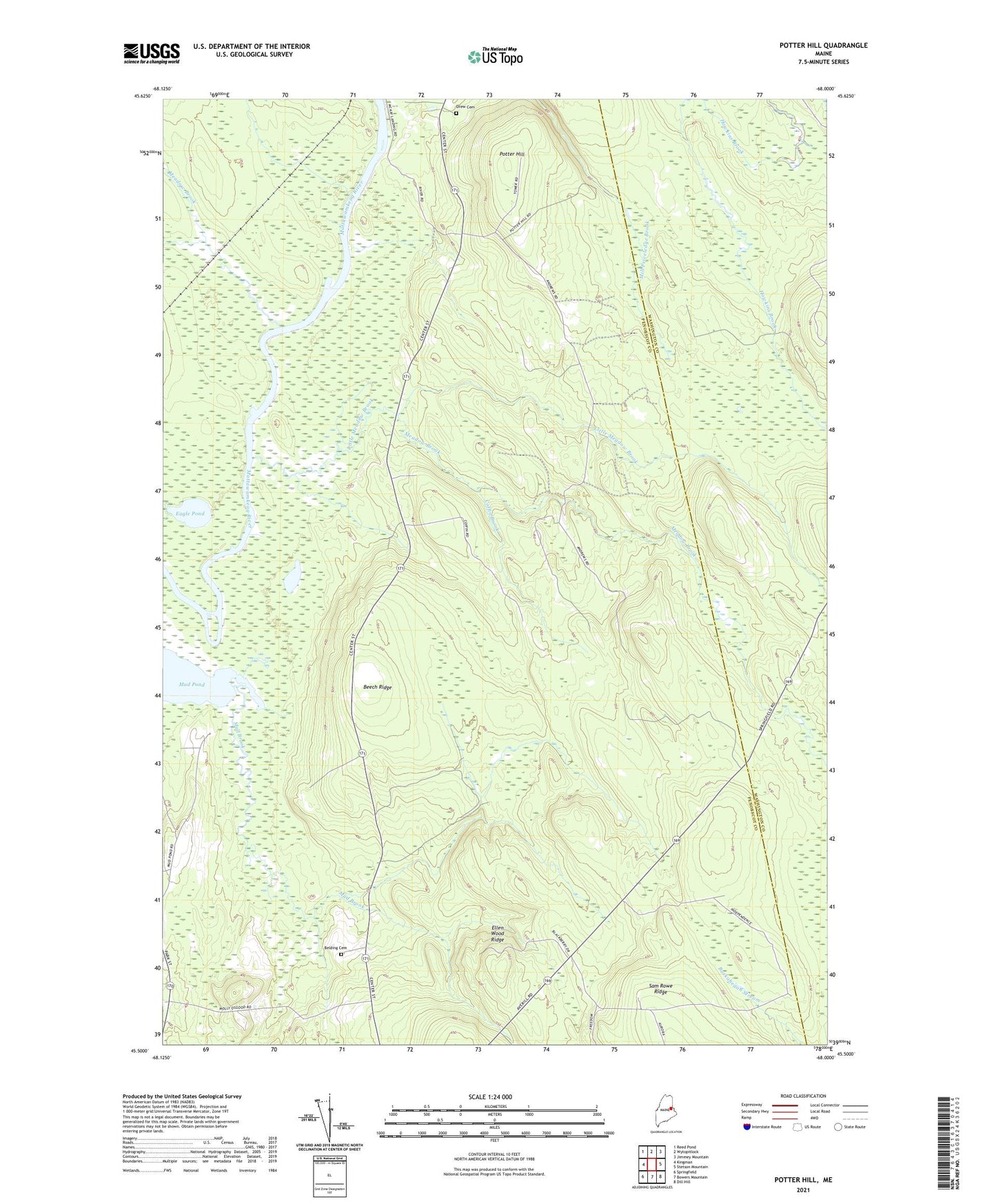 Potter Hill Maine US Topo Map Image