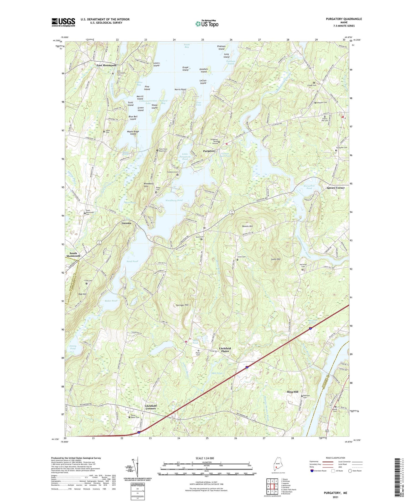 Purgatory Maine US Topo Map Image