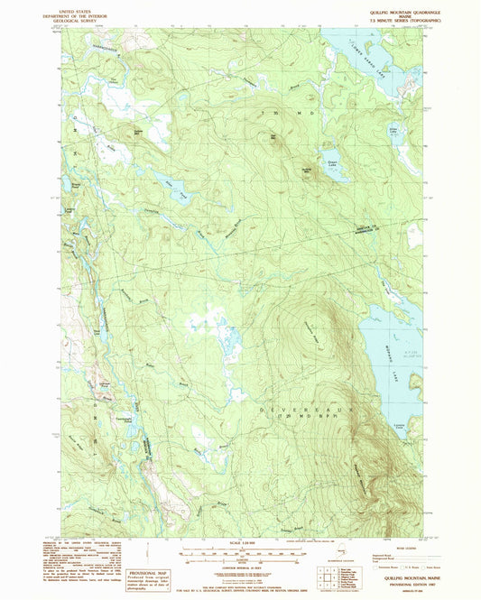 Classic USGS Quillpig Mountain Maine 7.5'x7.5' Topo Map Image