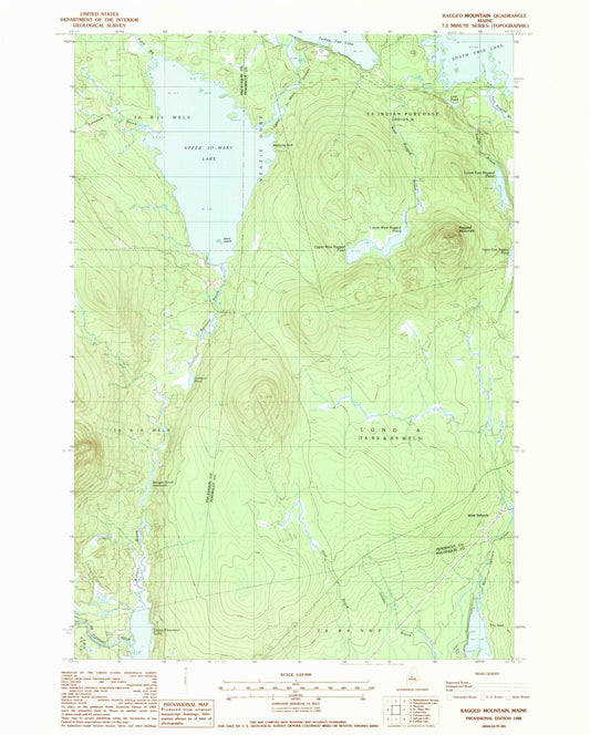Classic USGS Ragged Mountain Maine 7.5'x7.5' Topo Map Image