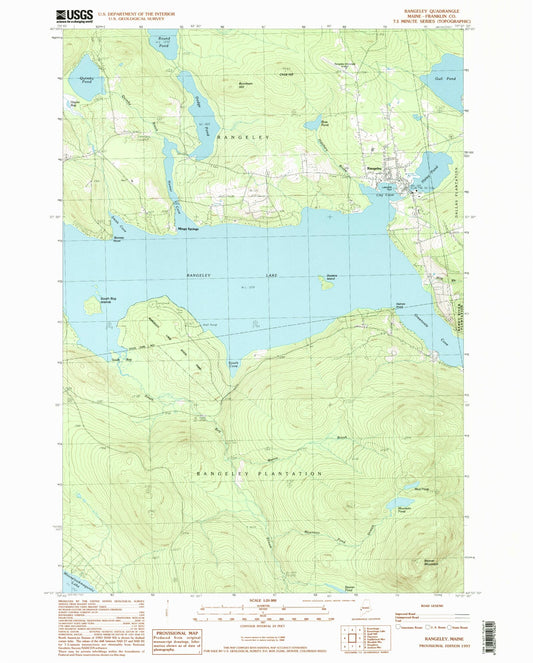 Classic USGS Rangeley Maine 7.5'x7.5' Topo Map Image
