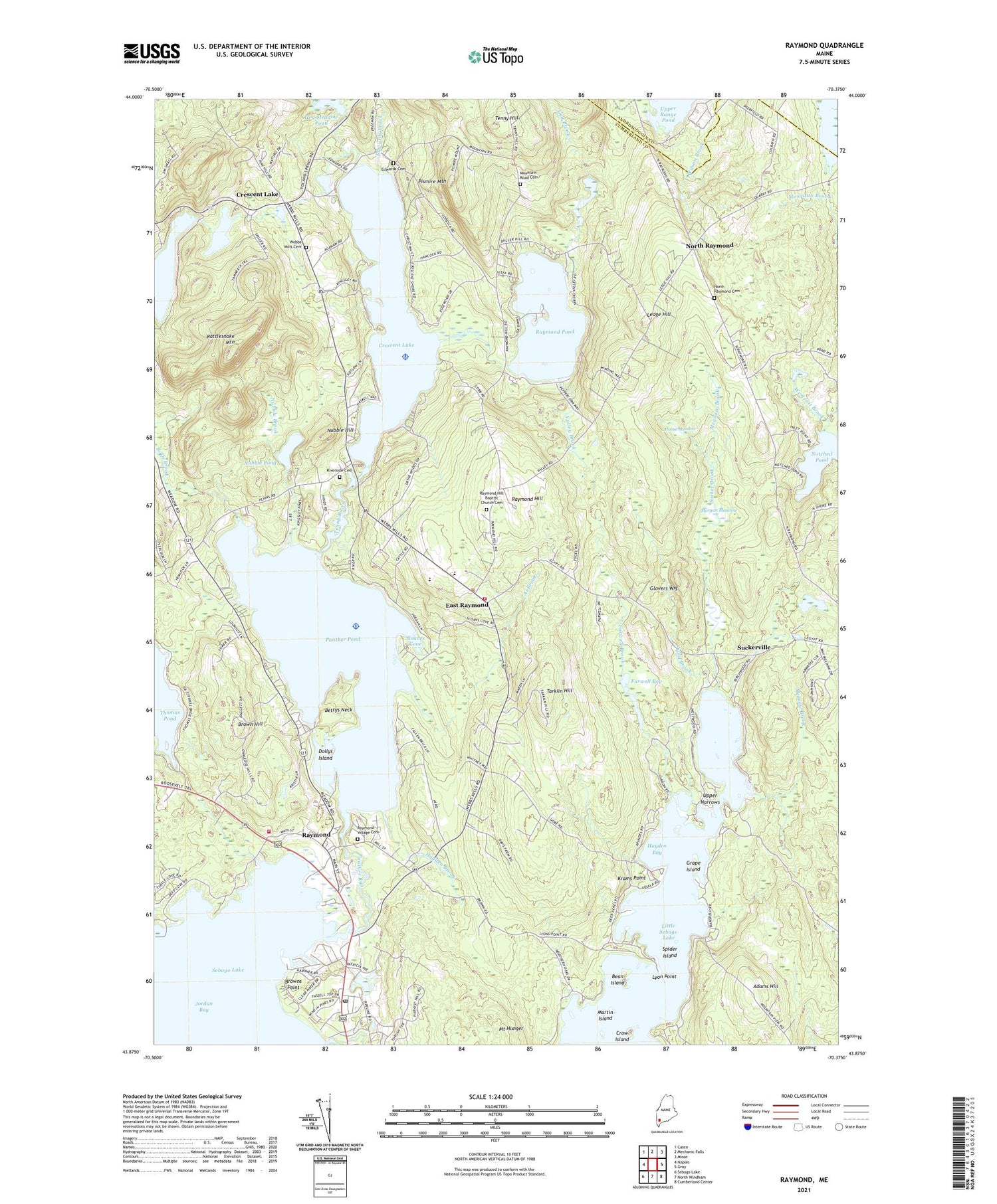 Raymond Maine US Topo Map Image