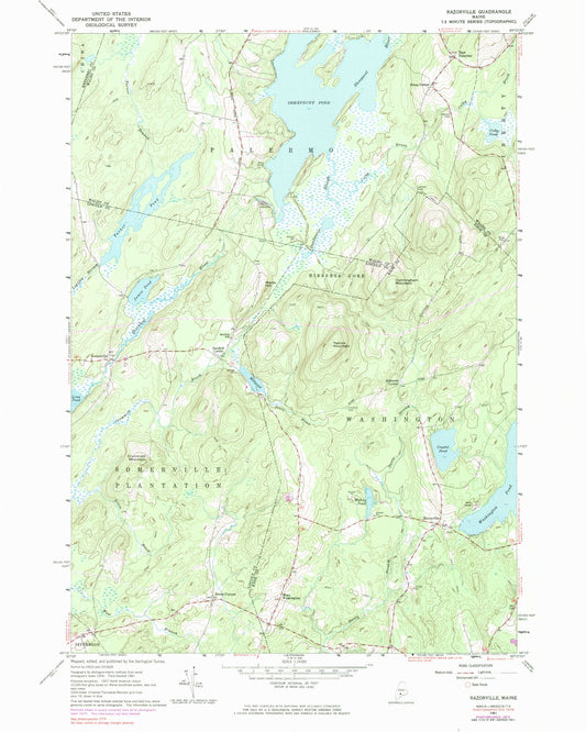 Classic USGS Razorville Maine 7.5'x7.5' Topo Map Image